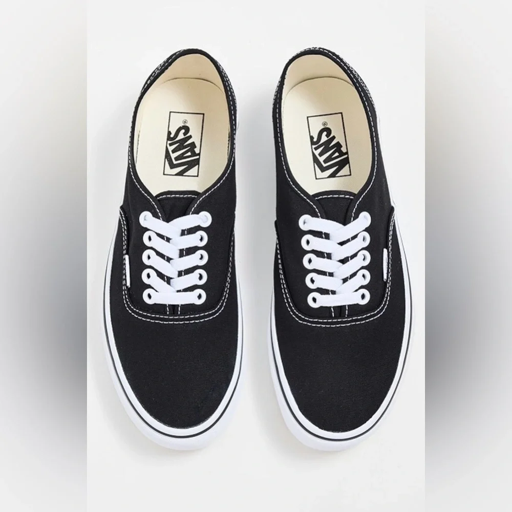 Vans Classic Black Canvas Sneakers with White Accents - Picture 1 of 5